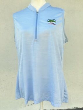 adidas Light Blue Sleeveless Zip Polo Top